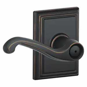 SCHLAGE F40 FLA 716 ADD Door Lever Lockset, Grade 2, Flair/Addison, Antique Bronze, Different | CT9YDV 457J99