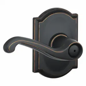 SCHLAGE F40 FLA 716 CAM Door Lever Lockset, Grade 2, Flair/Camelot, Antique Bronze, Not Keyed | CT9YFQ 49ZP57