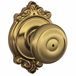 SCHLAGE F40 GEO 609 BRK Knob Lockset, 2, Georgian/Brookshire, Antique Brass, Not Keyed | CT9ZQR 49ZF22