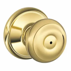 SCHLAGE F40 GEO 605 Knob Lockset, 2, Georgian, Bright Brass, Not Keyed | CU2ABB 49ZF15