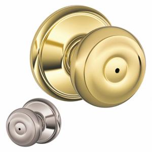 SCHLAGE F40 GEO 605X625 Knob Lockset, 2, Georgian, Bright Brass/Bright Chrome, Not Keyed | CU2ADD 457G84