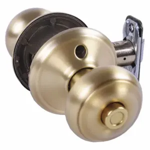 SCHLAGE F40 GEO 608 Knob Lockset, 2, Georgian, Satin Brass, Not Keyed | CU2ACH 457G85