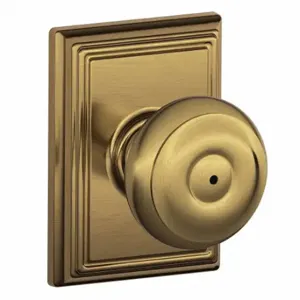 SCHLAGE F40 GEO 609 ADD Knob Lockset, 2, Georgian/Addison, Antique Brass, Not Keyed | CT9ZPN 49ZF21