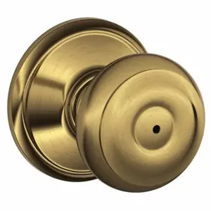 SCHLAGE F40 GEO 609 Knob Lockset, 2, Georgian, Antique Brass, Not Keyed | CT9ZNY 49ZF20