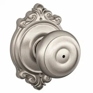 SCHLAGE F40 GEO 619 BRK Knob Lockset, 2, Georgian/Brookshire, Satin Nickel, Not Keyed | CT9ZRJ 49ZF27