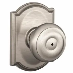 SCHLAGE F40 GEO 619 CAM Knob Lockset, 2, Georgian/Camelot, Satin Nickel, Not Keyed | CT9ZTP 49ZF28