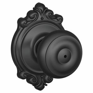 SCHLAGE F40 GEO 622 BRK Knob Lockset, 2, Georgian/Brookshire, Matte Black, Not Keyed | CT9ZRE 49ZF38