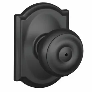 SCHLAGE F40 GEO 622 CAM Knob Lockset, 2, Georgian/Camelot, Matte Black, Not Keyed | CT9ZTH 49ZF39