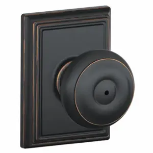 SCHLAGE F40 GEO 716 ADD Knob Lockset, 2, Georgian/Addison, Antique Bronze, Not Keyed | CT9ZPU 49ZF46