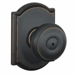 SCHLAGE F40 GEO 716 CAM Knob Lockset, 2, Georgian/Camelot, Antique Bronze, Not Keyed | CT9ZRQ 49ZF48