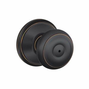 SCHLAGE F40 GEO 716X625 Knob Lockset, 2, Georgian, Aged Bronze/Bright Chrome, Not Keyed | CU2ACG 457G87