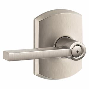 SCHLAGE F40 LAT 619 GRW Door Lever Lockset, Grade 2, Latitude/Greenwich, Satin Nickel, Different | CT9ZFW 457K08