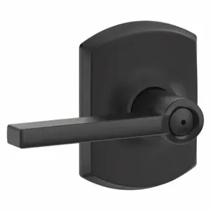 SCHLAGE F40 LAT 622 GRW Door Lever Lockset, Grade 2, Latitude/Greenwich, Black Powder Coat, Different | CT9YKV 457K10