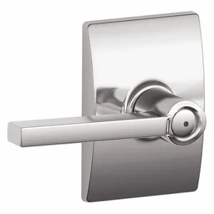 SCHLAGE F40 LAT 625 CEN Door Lever Lockset, Grade 2, Latitude/Century, Bright Chrome, Not Keyed | CT9YKF 49ZP66