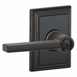 SCHLAGE F40 LAT 716 ADD Door Lever Lockset, Grade 2, Latitude/Addison, Antique Bronze, Not Keyed | CT9YJR 49ZP70