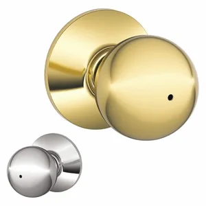 SCHLAGE F40 ORB 605X625 Knob Lockset, 2, Orbit, Bright Brass/Bright Chrome, Not Keyed | CU2ACK 457G88