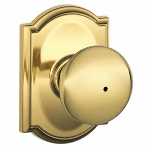 SCHLAGE F40 PLY 605 CAM Knob Lockset, 2, Plymouth/Camelot, Bright Brass, Not Keyed | CT9ZWG 49ZF60