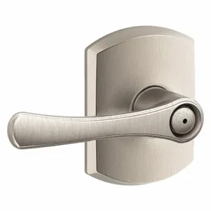 SCHLAGE F40 VLA 619 GRW Door Lever Lockset, Grade 2, Avila/Greenwich, Satin Nickel, Different | CT9XVX 457K28