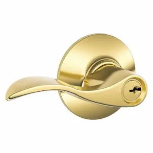 SCHLAGE F51A ACC 505 Door Lever Lockset, Grade 2, Accent, Bright Brass, Different | CT9XKK 45EG93