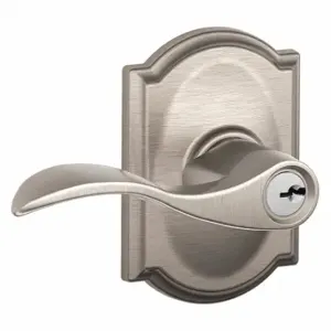 SCHLAGE F51A ACC 619 CAM Door Lever Lockset, Grade 2, Accent/Camelot, Satin Nickel, Different | CT9XQF 49ZR40