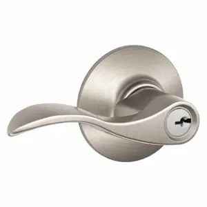 SCHLAGE F51A ACC 619 Door Lever Lockset, Grade 2, Accent, Satin Nickel, Different | CT9XLL 45EG97