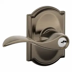 SCHLAGE F51A ACC 620 CAM Door Lever Lockset, Grade 2, Accent/Camelot, Antique Pewter, Different | CT9XPJ 49ZR44