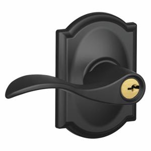 SCHLAGE F51A ACC 622 CAM Door Lever Lockset, Grade 2, Accent/Camelot, Matte Black, Different | CT9XQB 49ZR50