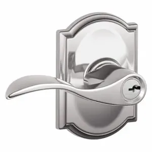 SCHLAGE F51A ACC 625 CAM Door Lever Lockset, Grade 2, Accent/Camelot, Bright Chrome, Different | CT9XPW 49ZR53