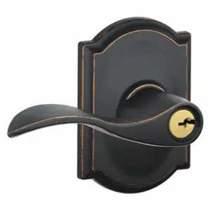 SCHLAGE F51A ACC 716 CAM Door Lever Lockset, Grade 2, Accent/Camelot, Antique Bronze, Different | CT9XPD 49ZR59