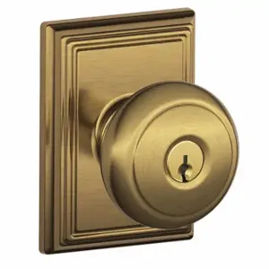 SCHLAGE F51A AND 609 ADD Knob Lockset, 2, Andover/Addison, Antique Brass, Different | CT9ZMD 49ZG09