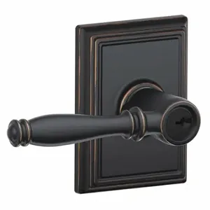 SCHLAGE F51A BIR 716 ADD Door Lever Lockset, Grade 2, Birmingham/Addison, Antique Bronze, Different | CT9XWE 49ZR65