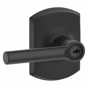 SCHLAGE F51A BRW 622 GRW Door Lever Lockset, Grade 2, Broadway/Greenwich, Black Powder Coat, Different | CT9XZD 457K36