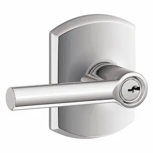 SCHLAGE F51A BRW 625 GRW Door Lever Lockset, Grade 2, Broadway/Greenwich, Bright Chrome, Different | CT9ZCV 49ZR69