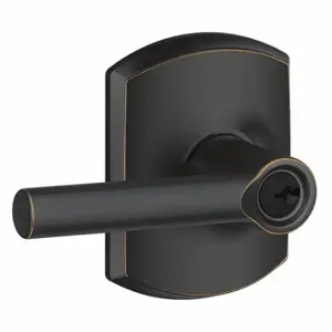 SCHLAGE F51A BRW 716 GRW Door Lever Lockset, Grade 2, Broadway/Greenwich, Antique Bronze, Different | CT9XZA 49ZR73