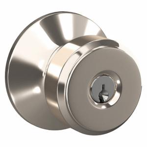 SCHLAGE F51A BWE 618 Knob Lockset, 2, Bowery, Bright Nickel | CU2ACB 457H01