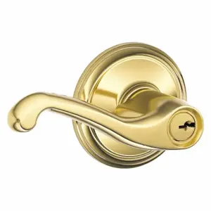 SCHLAGE F51A FLA 505 Door Lever Lockset, Grade 2, Flair, Bright Brass, Different | CT9YDA 45EH09