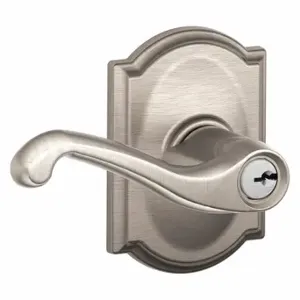 SCHLAGE F51A FLA 619 CAM Door Lever Lockset, Grade 2, Flair/Camelot, Satin Nickel, Different | CT9YGJ 49ZT14