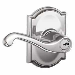 SCHLAGE F51A FLA 625 CAM Door Lever Lockset, Grade 2, Flair/Camelot, Bright Chrome, Different | CT9YGE 49ZT20