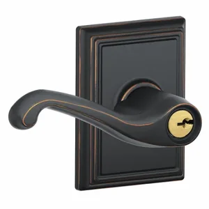 SCHLAGE F51A FLA 716 ADD Door Lever Lockset, Grade 2, Flair/Addison, Antique Bronze, Different | CT9YDW 49ZT23