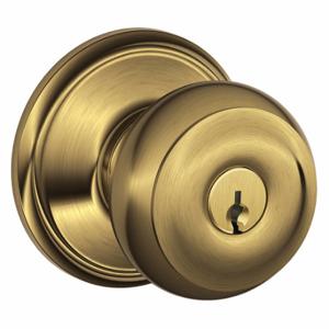 SCHLAGE F51A GEO 609 Knob Lock, 2, Georgian, Antique Brass, Different | CU2AED 45EH14