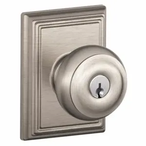 SCHLAGE F51A GEO 619 ADD Knob Lockset, 2, Georgian/Addison, Satin Nickel, Different | CT9ZQK 49ZG31