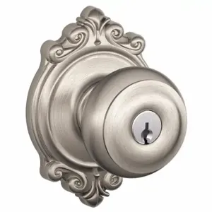 SCHLAGE F51A GEO 619 BRK Knob Lockset, 2, Georgian/Brookshire, Satin Nickel, Different | CT9ZRF 49ZG32