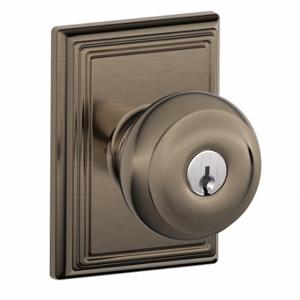 SCHLAGE F51A GEO 620 ADD Knob Lockset, 2, Georgian/Addison, Antique Pewter, Different | CT9ZPY 49ZG35