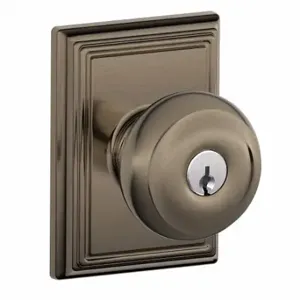 SCHLAGE F51A GEO 620 ADD Knob Lockset, 2, Georgian/Addison, Antique Pewter, Different | CT9ZPY 49ZG35