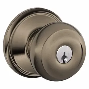 SCHLAGE F51A GEO 620 Knob Lockset, 2, Georgian, Antique Nickel | CU2ADB 457H03