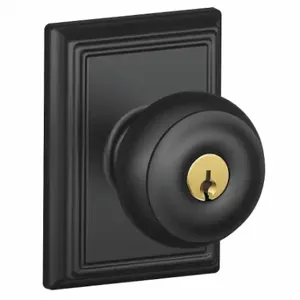 SCHLAGE F51A GEO 622 ADD Knob Lockset, 2, Georgian/Addison, Matte Black, Different | CT9ZQF 49ZG39