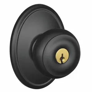 SCHLAGE F51A GEO 622 WKF Knob Lockset, 2, Georgian/Wakefield, Matte Black, Different | CT9ZUB 49ZG42