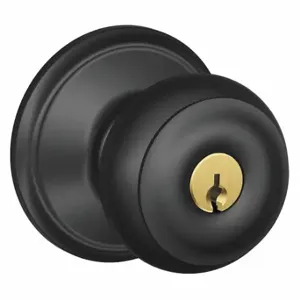 SCHLAGE F51A GEO 622 Knob Lock, 2, Georgian, Matte Black, Different | CU2AEM 45EH16