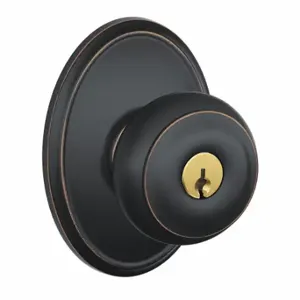 SCHLAGE F51A GEO 716 WKF Knob Lockset, 2, Georgian/Wakefield, Antique Bronze, Different | CU2AAG 49ZG49