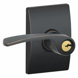 SCHLAGE F51A MER 716 CEN Door Lever Lockset, Grade 2, Merano/Century, Antique Bronze, Different | CT9YNK 49ZT35